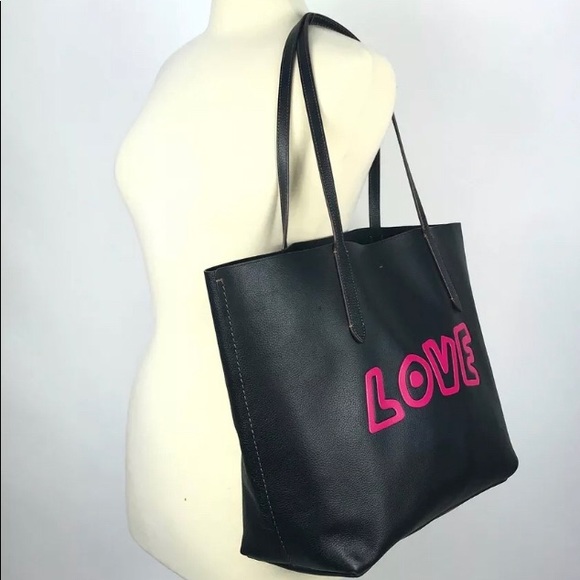 Rare Coach X Keith Haring LOVE Leather Large Tote - Picture 3 of 16